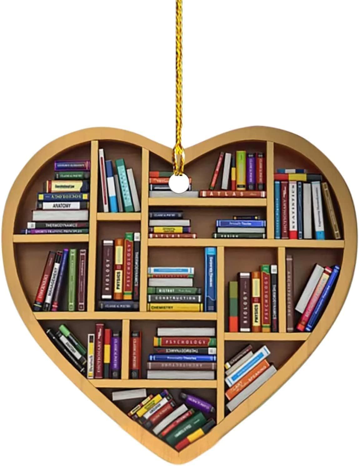 Book Lovers Heart Ornament,Reading Book Christmas Ornament,Acrylic Tree Ornament Christmas Tree Decorations Gift Suitable for Halloween,Thanksgiving,Christmas Ornaments,Home Décor Accents,Ornaments