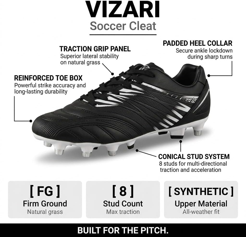 Vizari Men's Valencia SG Soft Ground Soccer Shoes/Cleats for Soft or Wet Playing Surfaces and Fields