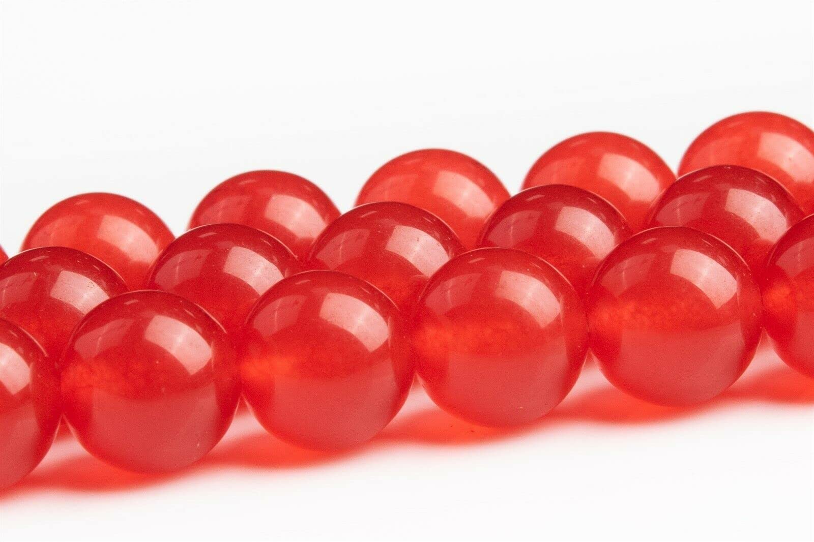 Gemstone Chilli Red Malaysian Jade Beads Round 10mm Loose Strand 15.0-inch