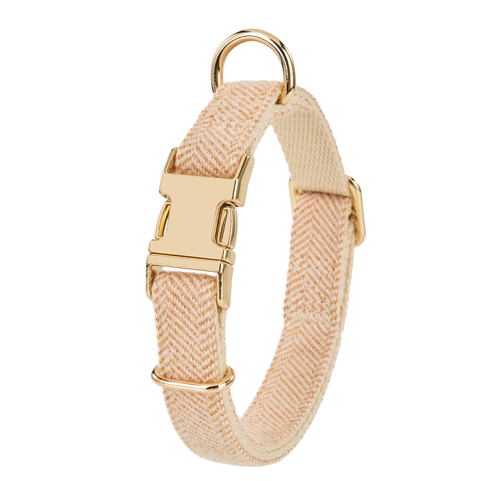 Petiry Tweed Large Dog Collar with Quick Release Metal Buckle,Pale Yellow