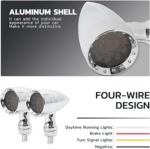 Miniatura 3 de 2 luces LED negras de 15 luces LED de parada de motocicleta, freno de funcionamiento, luces ámbar compatibles con Street Bike Chopper, motocross,