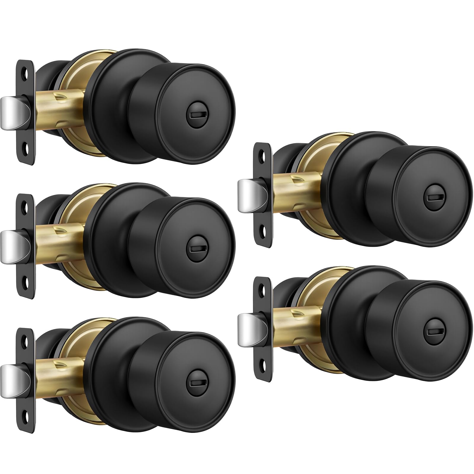 Goldenwarm Matte Black Privacy Door Knobs (10 Pack) -18