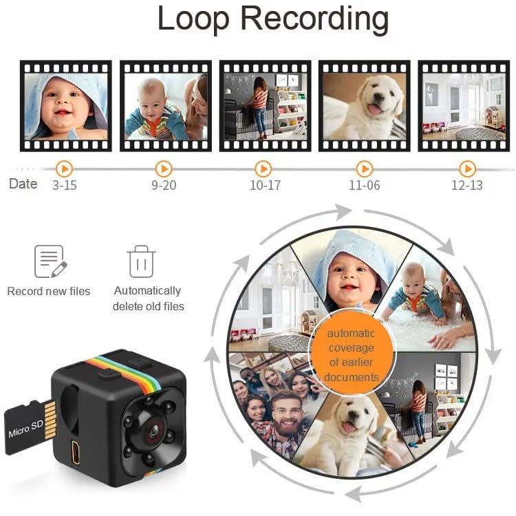 BOVTY 1080P Mini Spy Camera with Low Light Vision, Mini Portable Security Camera, Hidden Camera with Audio and Video Recorder for Home/Office Security Camera (Black) 7