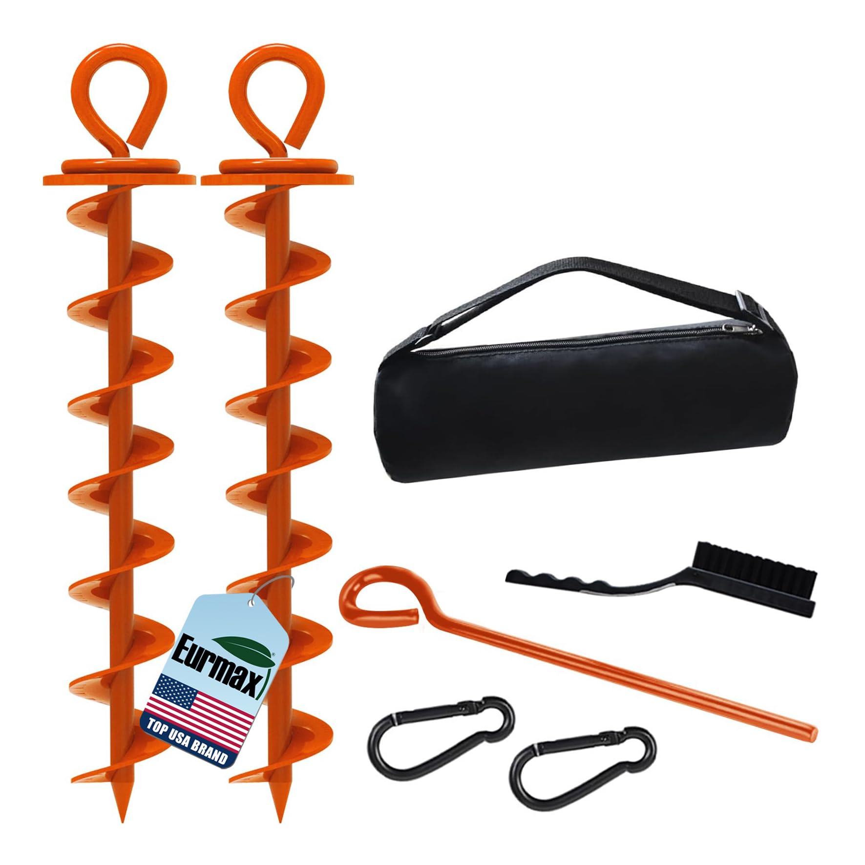 Eurmax USA 2-Pack Heavy Duty Dog Tie Out Stake, No-Tangle In Ground Anchor Runner for Large Dogs up to 210 Lbs - Perfect for Yard, Beach and Camping (Large,Orange)