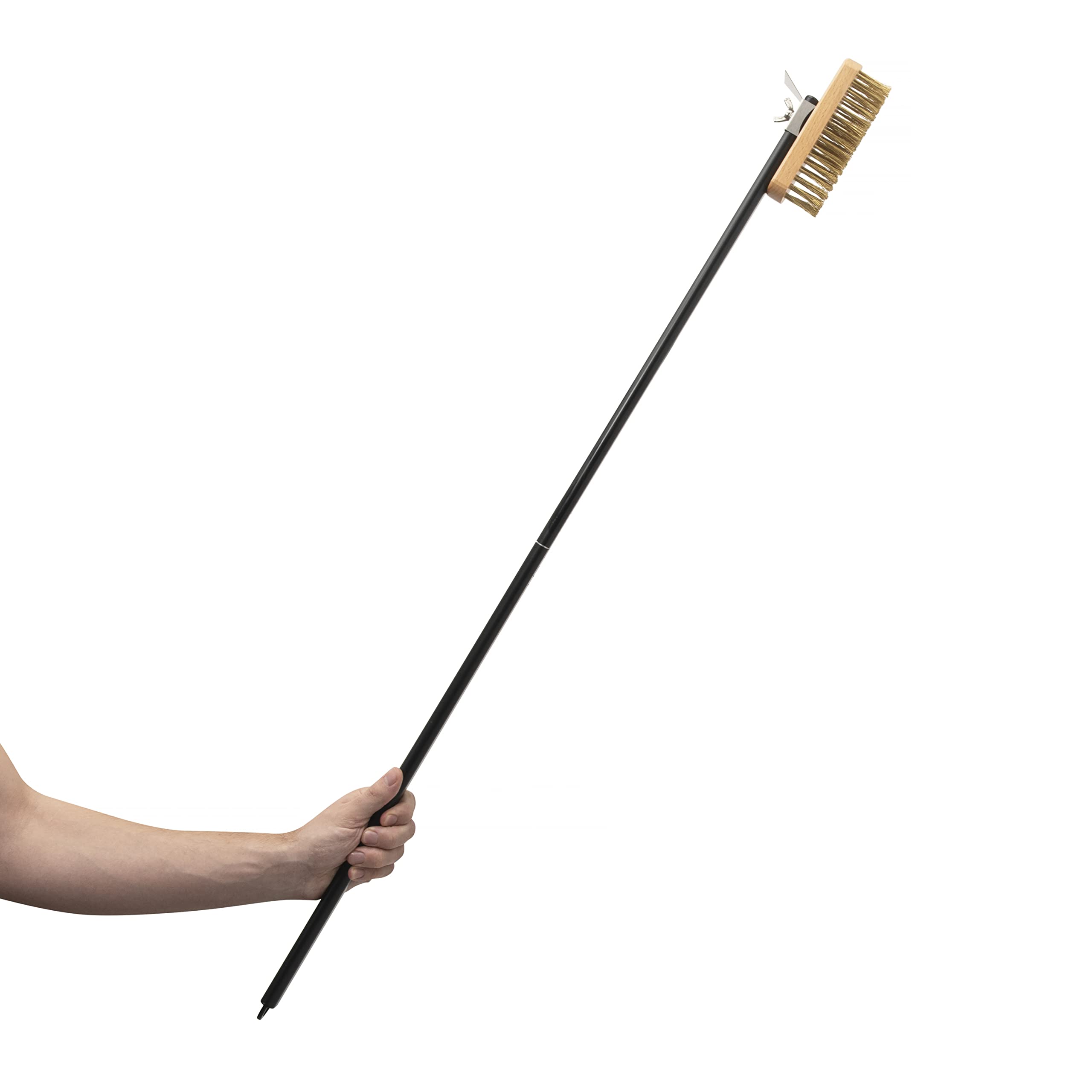 SALT & YAMS Pizza Oven Brush with Scraper, Brass Bristles - for Home or Commercial Use - Complete with a Mini Scraper Brush