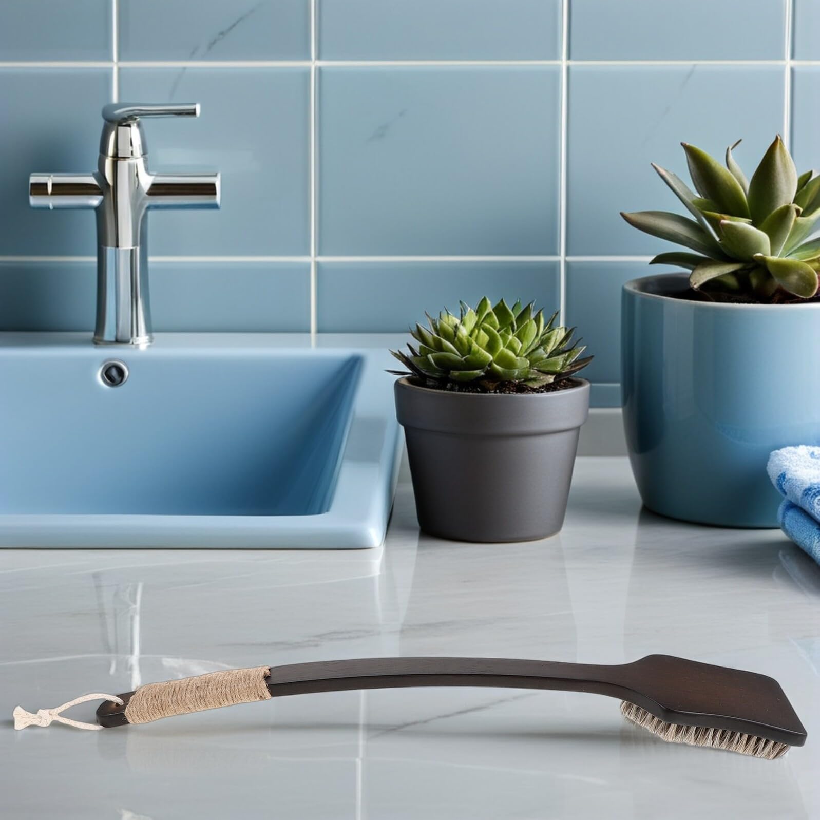 Cepillo de Baño de Mango para Espalda Cepillo de Ducha con Cerdas Suaves para Exfoliante Corporal para Hombres y Mujeres Ducha