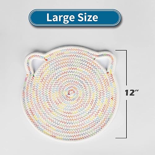 Miniatura 2 de YONOVO Juego de salvamanteles de algodón de 12 pulgadas, 3 piezas de bonitos soportes grandes con orejas de gato, almohadillas térmicas, gruesas