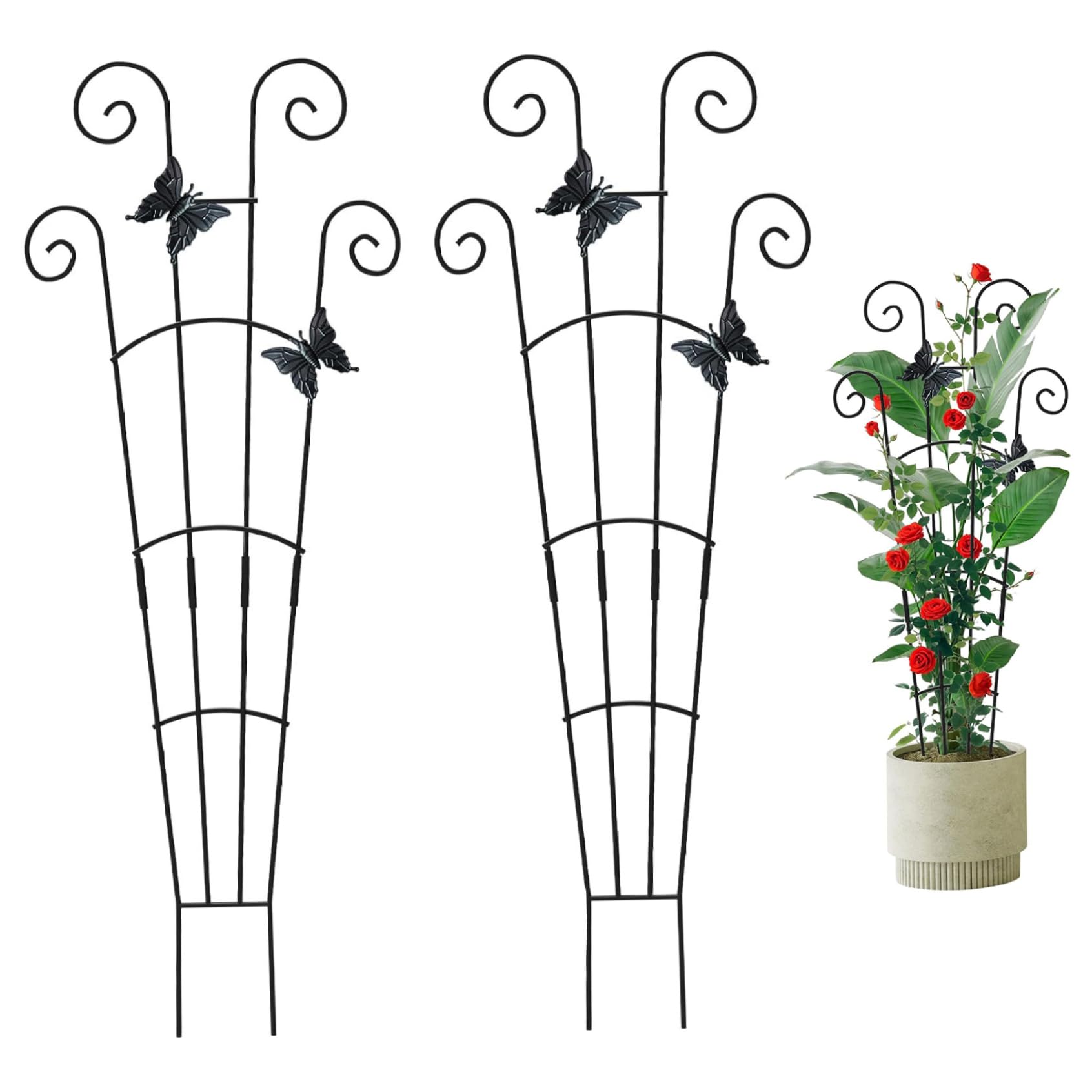Treillis pour plantes en pot support grimpant métal 76 cm