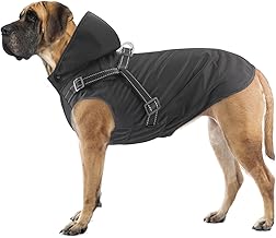 Mosucoirl Dog Raincoat Waterproof Dog Hoodie Reflective Dog Raincoat Hooded Adjustable Rain Jacket for Small Medium Large Dogs Puppies (Black, XL)