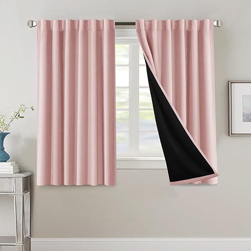 H.VERSAILTEX Cortinas 100% opacas para dormitorio con forro negro, cortinas de oscurecimiento de habitación completa de 54 pulgadas de largo,