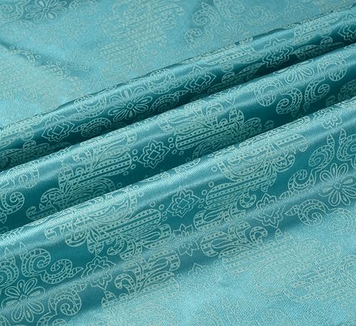 Image of Yarnis Damas Printed Room Darkening Polyester Curtains 5 Feet Long Door & Windows Living Room, Aqua Blue, Parda with Eyelets, 1 Piece