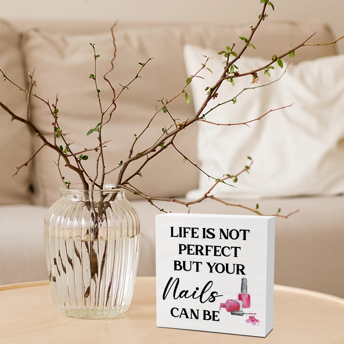 Nail Salon Decor Nail Tech Decor for Home Bedroom Office Desk Gifts for Manicurist Women Friends Nails Lovers 5 x 5 Inches