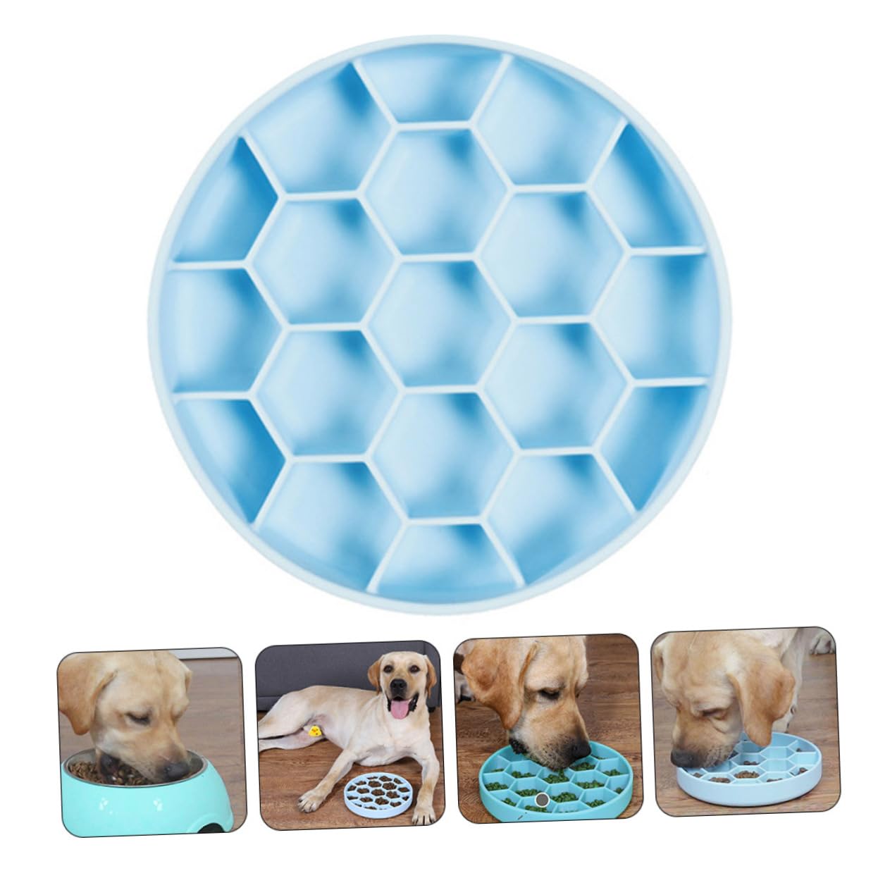 UPKOCH Comedero Lento Antivoracidad para Perros Antideslizante De Silicona Azul Mediano para Mascotas Alimentación Lenta