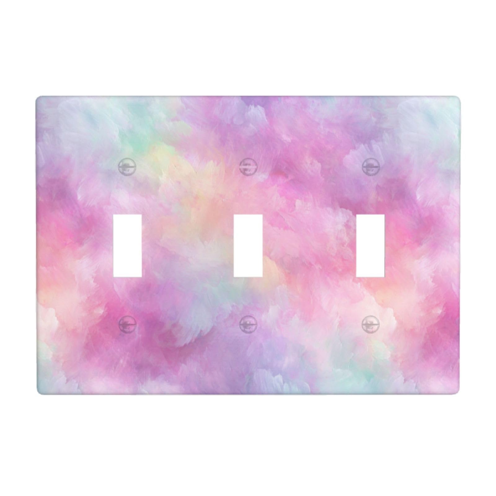Pastel Petal Color Gradient Light Switch Covers 3 Gang Triple Toggle Wall Plate Switchplate Electrical Faceplate for Bathroom Kitchen Bedroom Decor