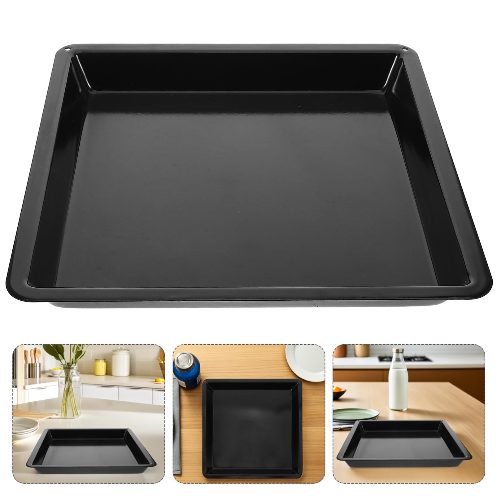 MAGICLULU Backblech aus Schwarzer Emaille Profi Backform mit Antihaftbeschichtung 32,2x32,2x3,2cm für Backofen Gastro Große Ofenplatte Langlebig