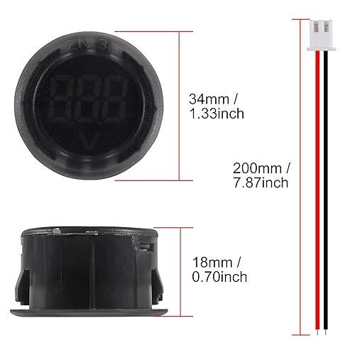 Miniatura 9 de DWEII 5PCS DC 4-100V LED Pantalla Digital Circular Voltímetro de Dos Hilos DC Digital Voltímetro Pantalla Cabeza Pantalla Inversa Protección de