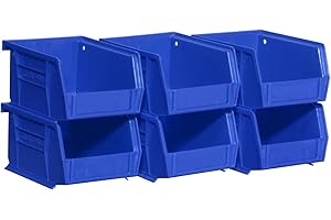 6-Pack AkroBins 5" x 4" x 3" Blue Lab Trays Stackable Storage Organizer Bins