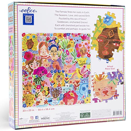 eeBoo Piece and Love Goddesses & Pets 1000 Piece Square Adult Jigsaw Puzzle/Ages 14+ (PZTGPE), 23 inches x 23 inches - Image 3