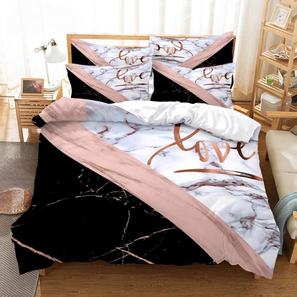 Housse de couette imprimée à rayures roses et fermeture éclair pratique 200x200