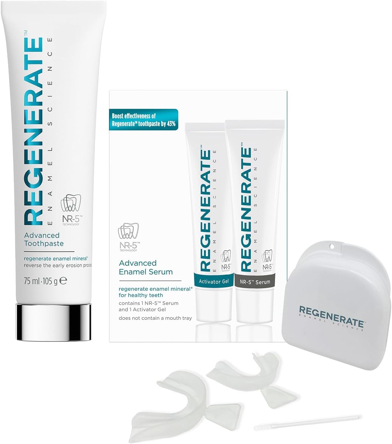 Regenerate Enamel Science Kit Completo per Cura Smalto Dentale, Dentifricio Avanzato, Siero NR-5™ e 1 Set di Mascherine, Rigenera i Minerali dello Smalto, Protezione Carie, Ripristina il Bianco, Menta