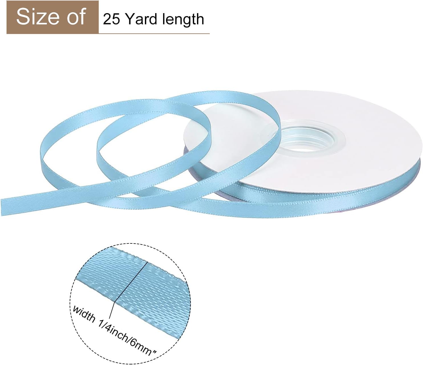 TOP-VIGOR 6mm 25 Yard Satin Ribbon, Single Sided Grosgrain Thin Solid Silk Ribbon - Image 2