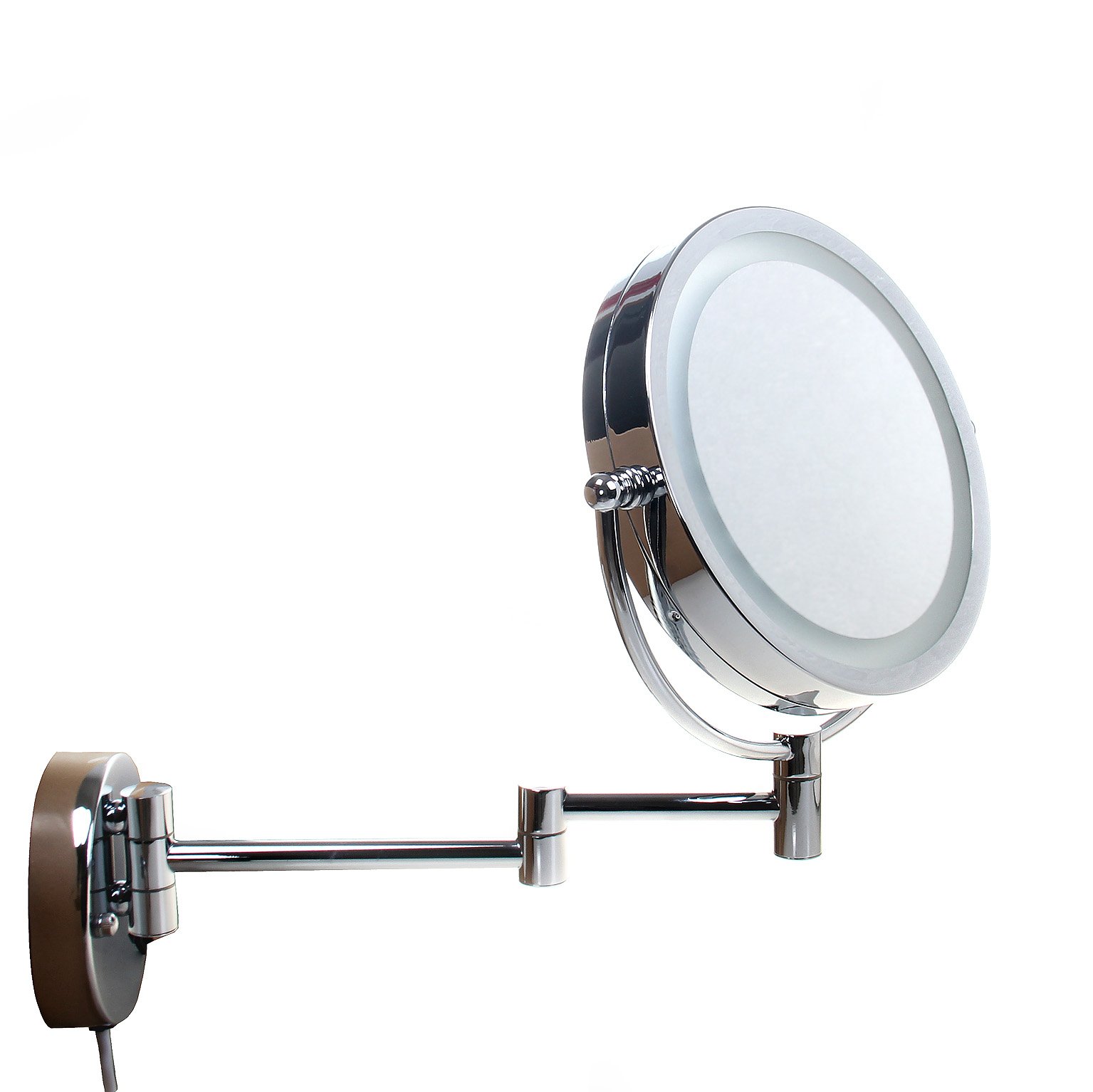 TUKA LED Wandspiegel KosmetikSpiegel 5 Fach Vergrößerung, 8 inch Wandmontage mit Schrauben, Beleuchteter Badzimmerspiegel Schminkspiegel, Make-up Rasieren Spiegel, Normal + 5X Zoom, TKD3129-5x