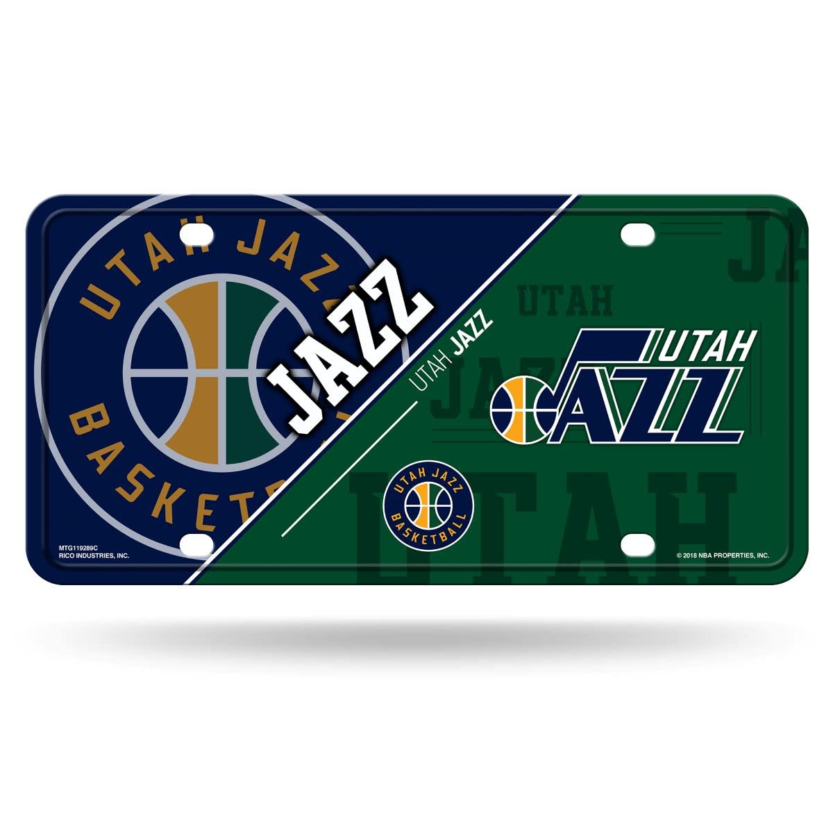 Rico Industries NBA Utah Jazz Split Metal Auto Tag 8.5