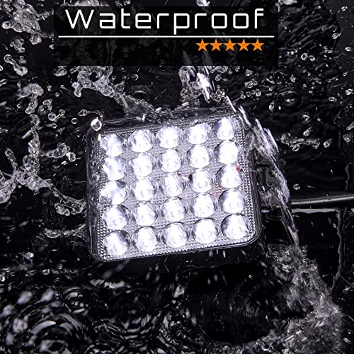 Image of SAN YOUNG LED Boat Lights for Truck, 4 Inch Light Pods 75W 7200lm 12V 24V Flood Beam Square Car Grille 4x4 LED Boating Light, Pack of 2