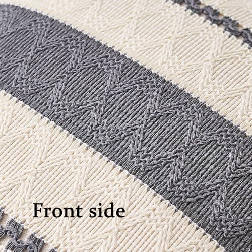 Aisybaklyn Boho Funda Cojin Gris 30x50 cm Moderno Raya Cojín Sofa Algodón Lino Raya Textura Tejida Fundas Cojines 2 Piezas para Bohemia Campo Decoracion Sala de Estar Sofás Dormitorio - imagen 4
