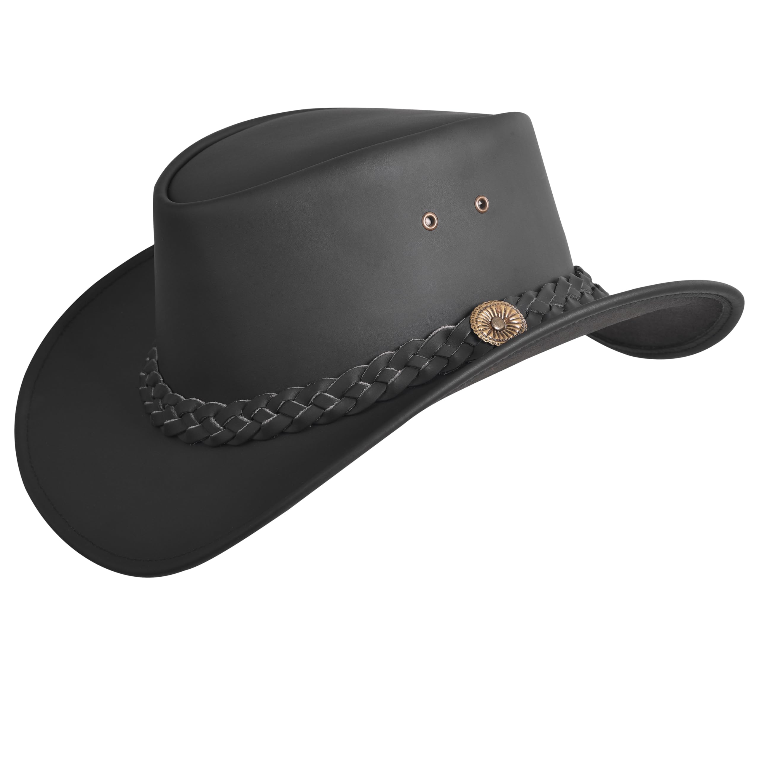Sidewinder Unisex Black Australian Mens Leather Cowboy Hat Bush Outback Women Aussie Western Style