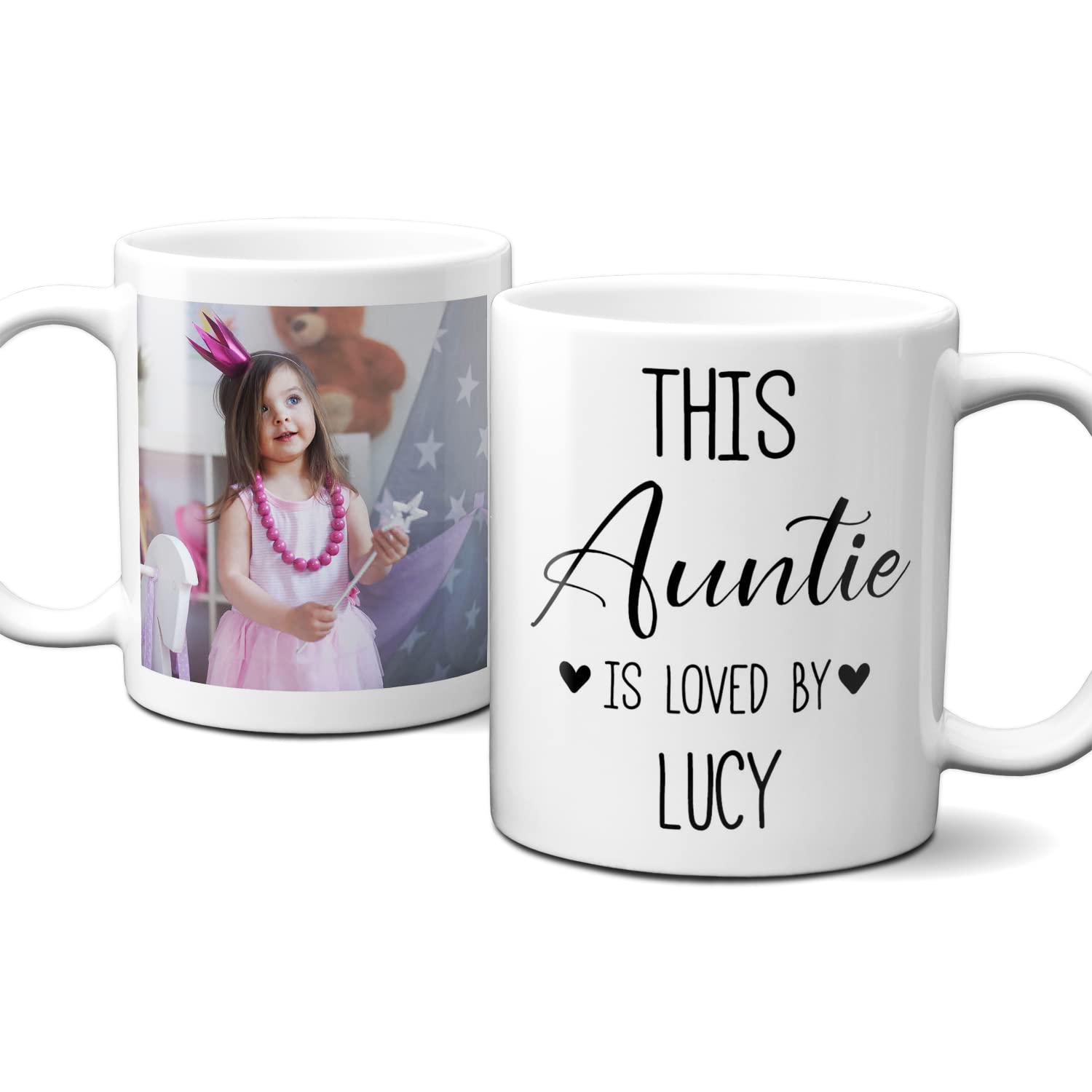 Thoughtful Gifts Premium Personalised Mug for Auntie, Add Name and a Special Photo, Personalised Cup Auntie, Personalised Photo Mug for Auntie, Gift for Birthday or Christmas Present