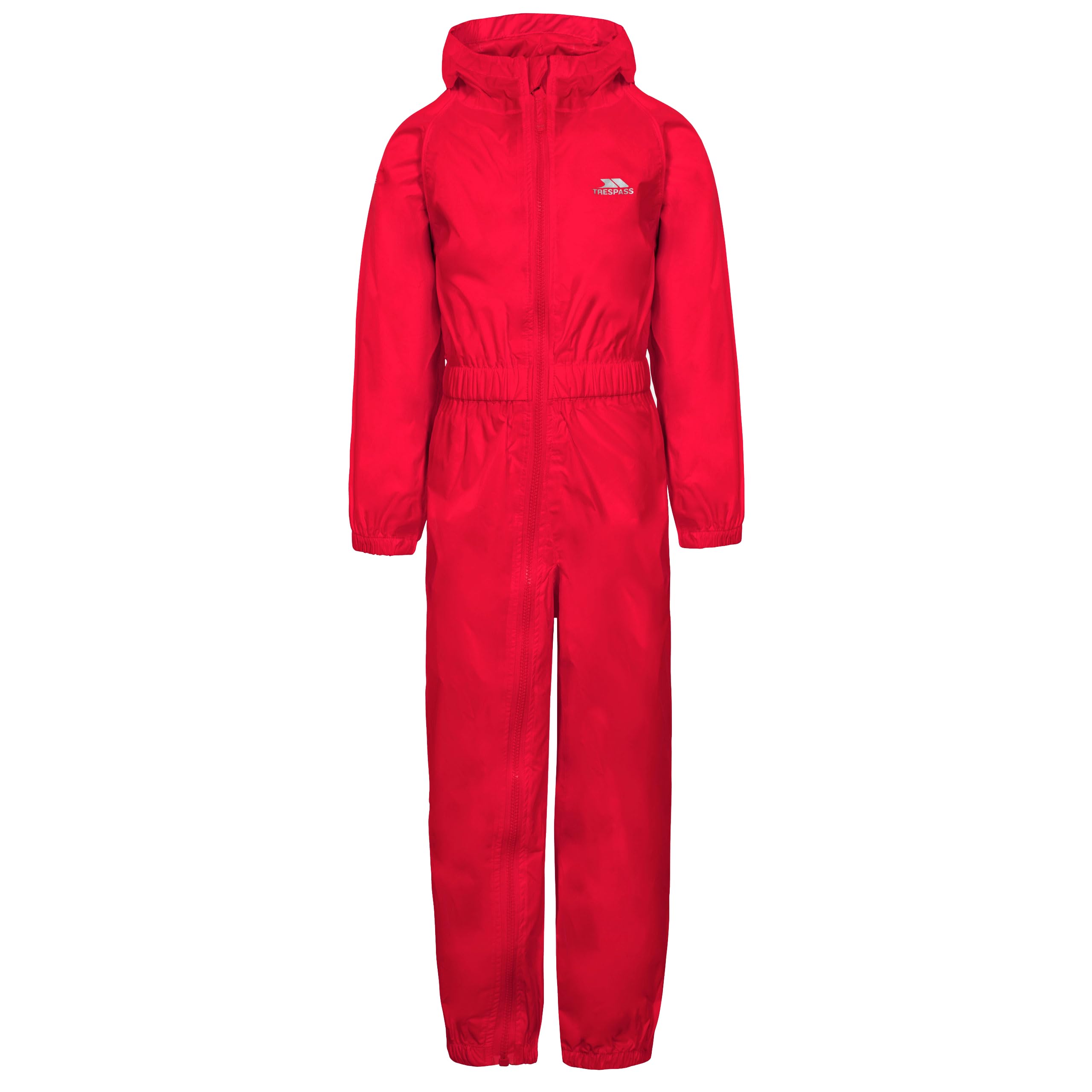 Trespass Unisex Kids Rainsuit Button - Grown on Hood, Elasticated Cuffs and Ankles, Elasticated Side Waist, Full Body Length Zip, Waterproof