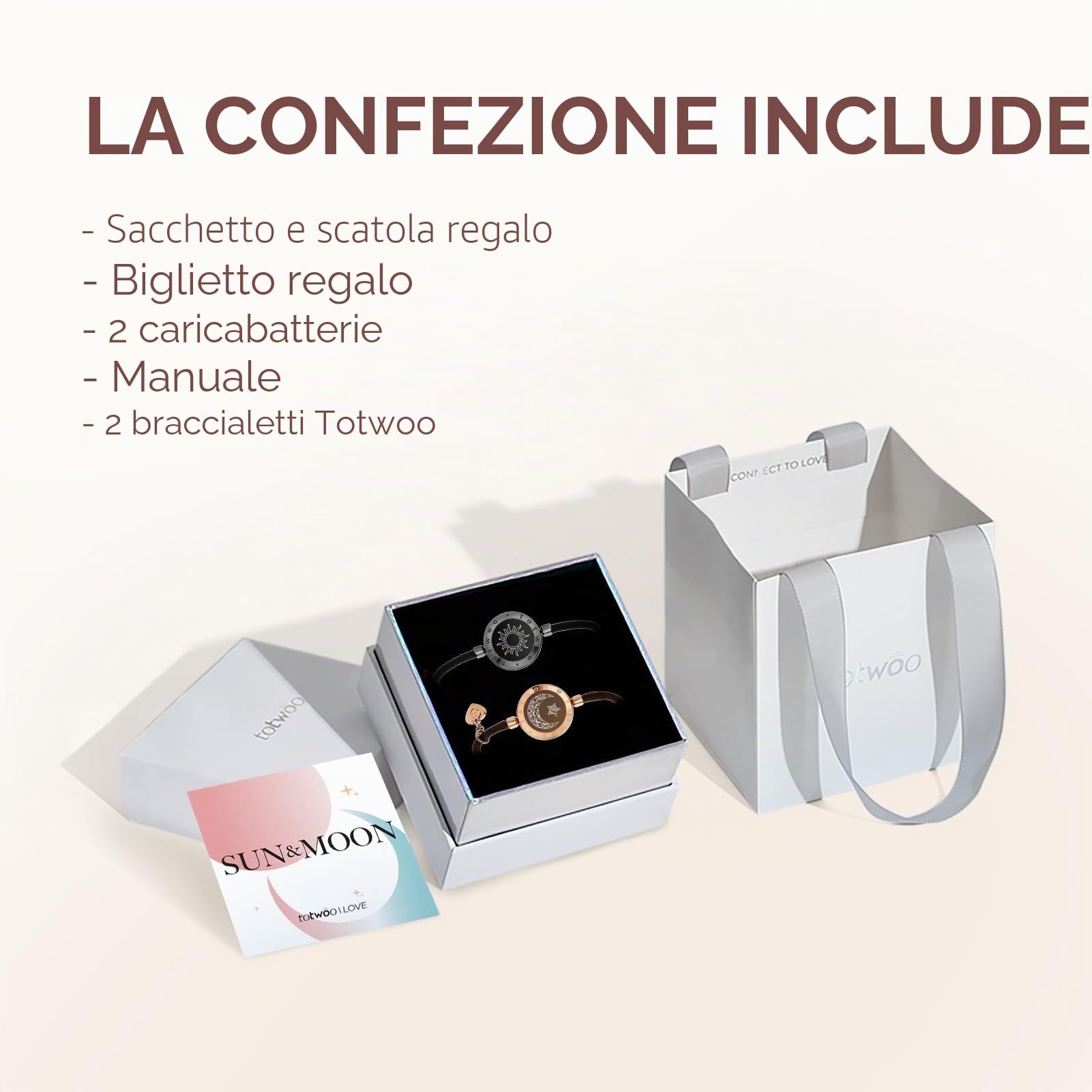 TOTWOO Braccialetto Touch per Coppia Regali di San Valentino per Lui Lei Braccialetti con Vibrazione e Illuminazione Regali a Lunga Distanza per LDR Un-to-One Bluetooth accoppiamento tramite App, 21CM