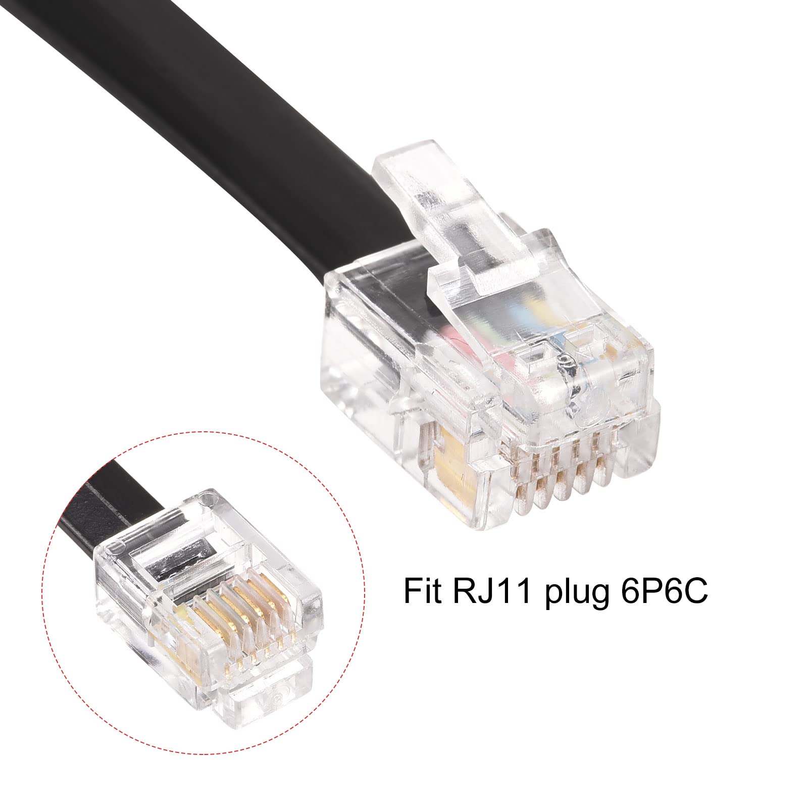 Câble Téléphone RJ11 6P6C – Rallonge 3,28 Pieds (1 M), Mâle à Mâle, Pour Téléphone Fixe, Fax, Modem - 10