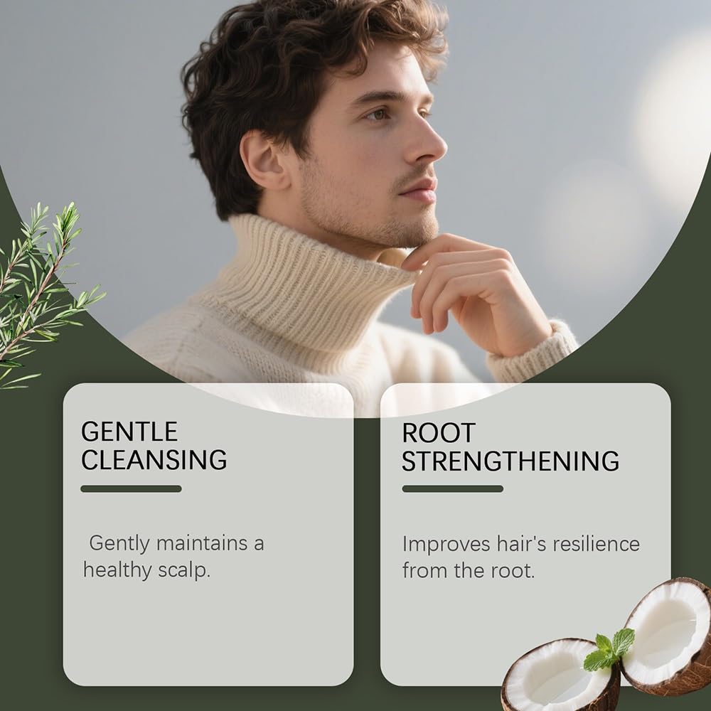 Shampoo volumizzante for uomo alla biotina e rosmarino, detergente nutriente delicato for il cuoio capelluto, for capelli completamente rinfrescati