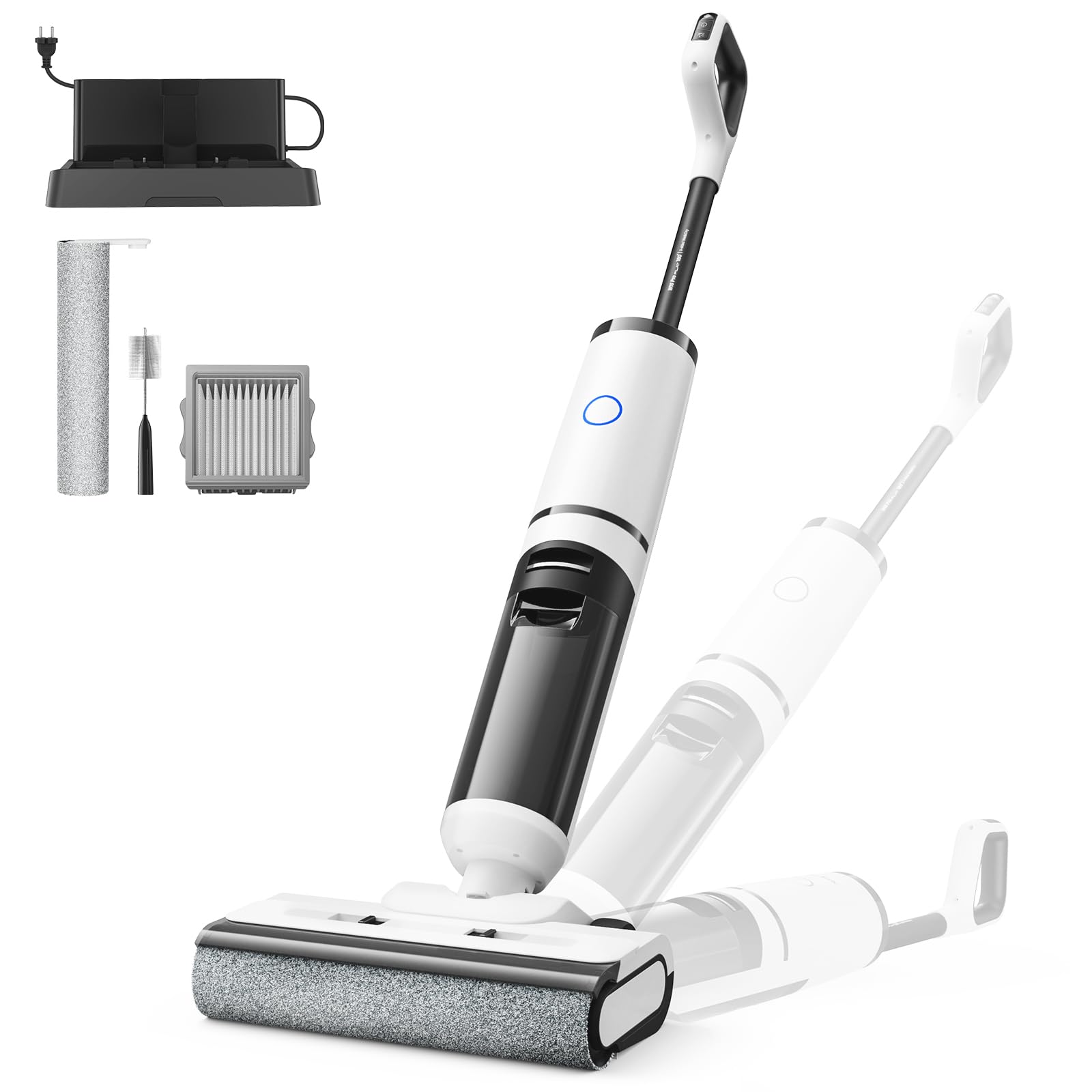 W15 Pro Limpiador Aspirador seco y húmedo, aspiradora Inteligente sin Cable 3 en 1, 18kPa, 40 min, función autolimpiante, inclinable 180°, Limpieza de Bordes de 5mm, para residuos Secos y húmedos