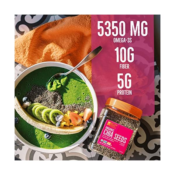 BetterBody Foods Organic Chia Seeds with Omega-3, Non-GMO, Gluten Free, Keto Diet Friendly, Vegan, Good Source of Fiber, 2 lbs, 32 Oz