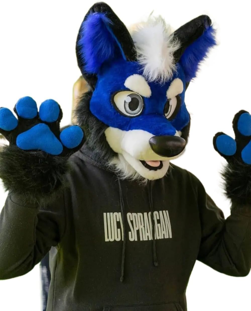 Blue Long Fur Husky Wolf Fursuit Head Hand Paws Tail Furry Fox Dog Mascot Costume Accessories