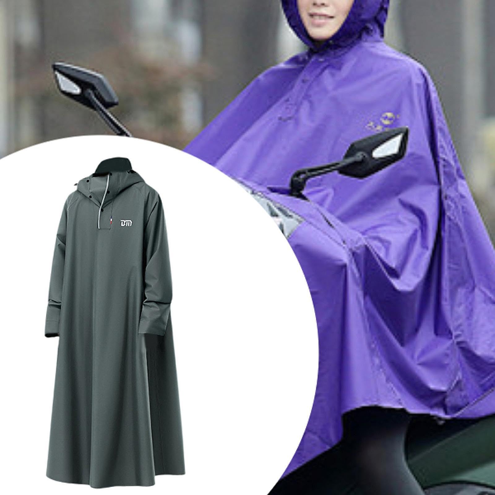 Imperméable avec Capuche Réglable Poncho de Pluie Réutilisable Manteau Imperméable Portable Cape Coupe-Vent Légère en Oxford et PVC Adapté à la