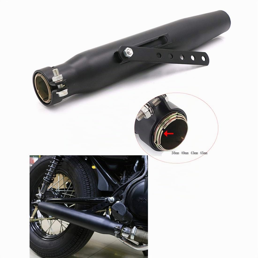 Scarico moto Universale Slip On 1.5-2 "Ingresso Moto Tubo Slip On Per Dirt Bike Street Bike Scooter (02)