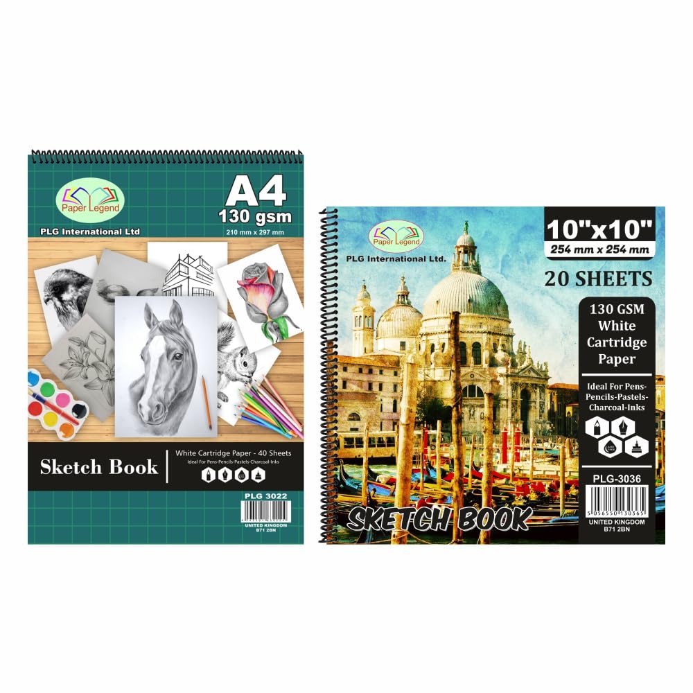 Large A1 Artist’s Sketch Pad Spiral Bound, Hardback Drawing Pads White Drawing Artist 130GSM Paper Sketch Book for Toddlers, Professionals, Drawing and Sketching (A4 + 10" x 10") — image 1