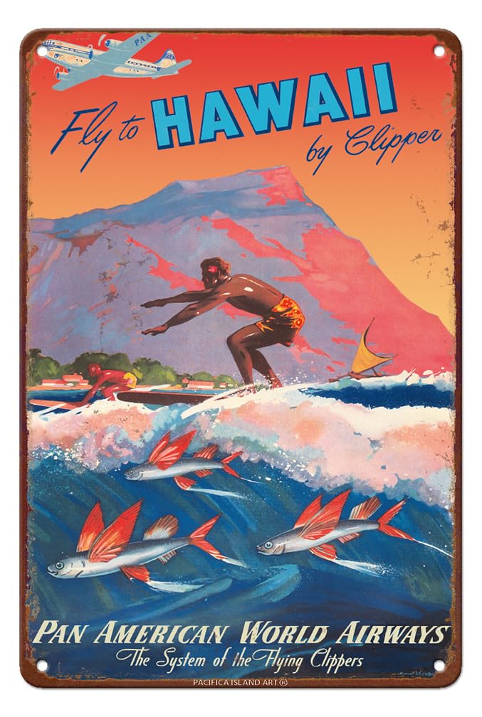 Hawaiian Air アートマップ ビンテージポスター Amazon.com: Hawaii - Fly Hawaiian Air - Hawaiian Airlines