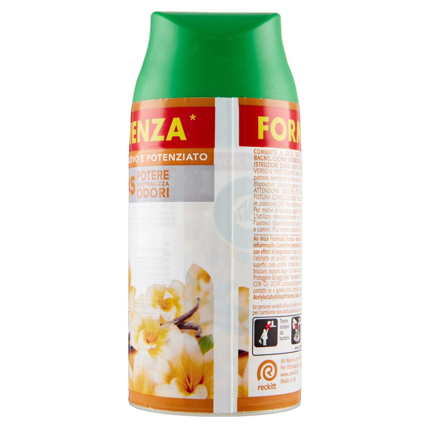 Airwick Freshmatic Profumatore per Ambienti, 2 Ricariche Spray Automatico, Fragranza Vanilgia e Thè Bianco, Profumo da 250 ml