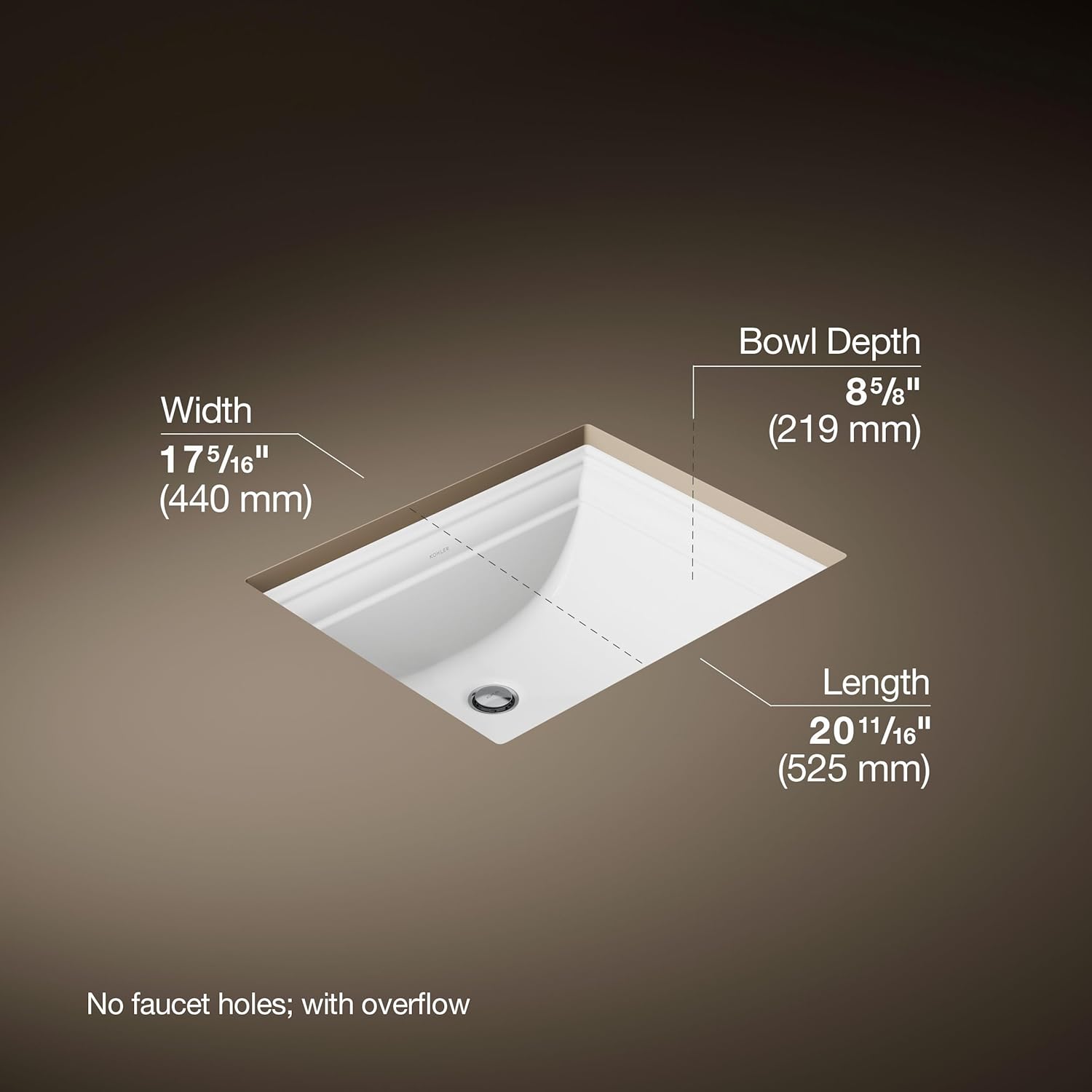 Kohler K-2339-0 Memoirs Undercounter Lavatory, White, 5" To 6"