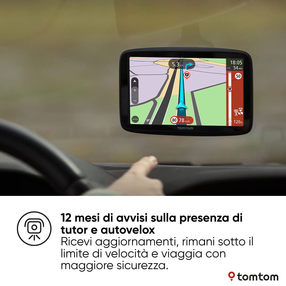 Navigatore per automobili TomTom GO Navigator (6 pollici, informazioni sul traffico in tempo reale e Avvisi su Tutor e Autovelox di prova, Mappe del mondo, aggiornamenti tramite WiFi)