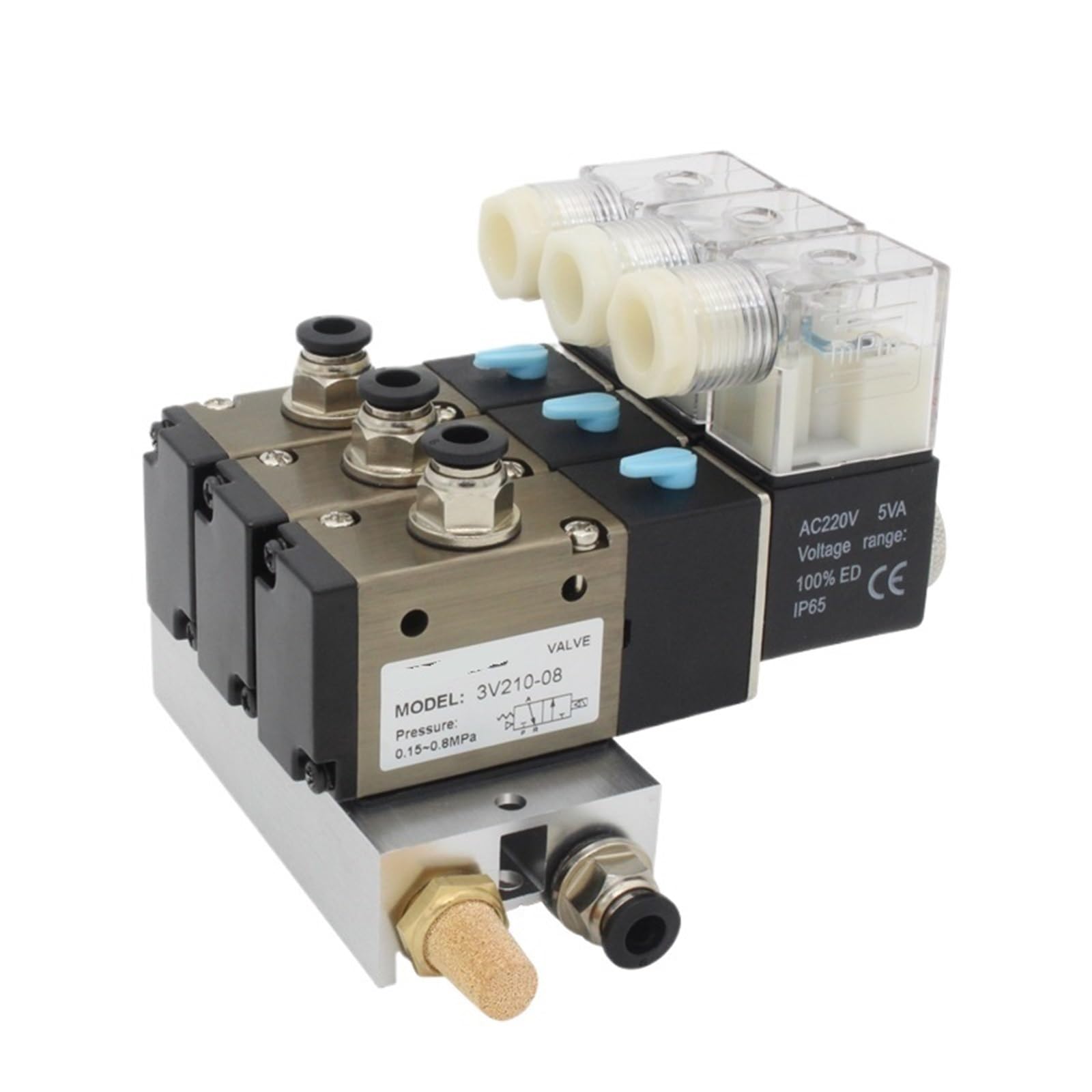 Collecteur d'électrovanne 8 stations AC220V avec raccords de 6mm pour circuit d'air