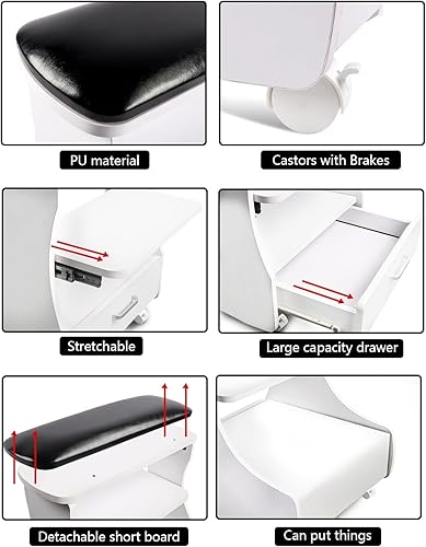 Miniatura 12 de Kalolary Reposapiés de pedicura, manicura con ruedas de piel sintética, reposapiés de belleza para el hogar, reposapiés de pedicura para uso