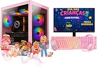 Computador Infantil Completo Intel I5 Memoria Ram 16GB SSD 240GB Kit Gamer Rosa