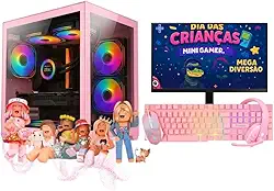 Computador Infantil Completo Intel I5 Memoria Ram 16GB SSD 240GB Kit Gamer Rosa
