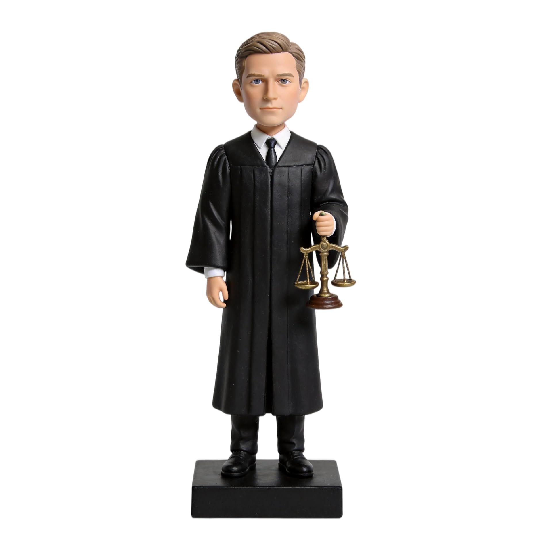 Figurine 3D personnalisée de photo Bobbleheads, juge masculin avec écailles de justice judiciaire, cadeau juridique personnalisé pour avocats, juges, diplômés, bureau, décoration de collection